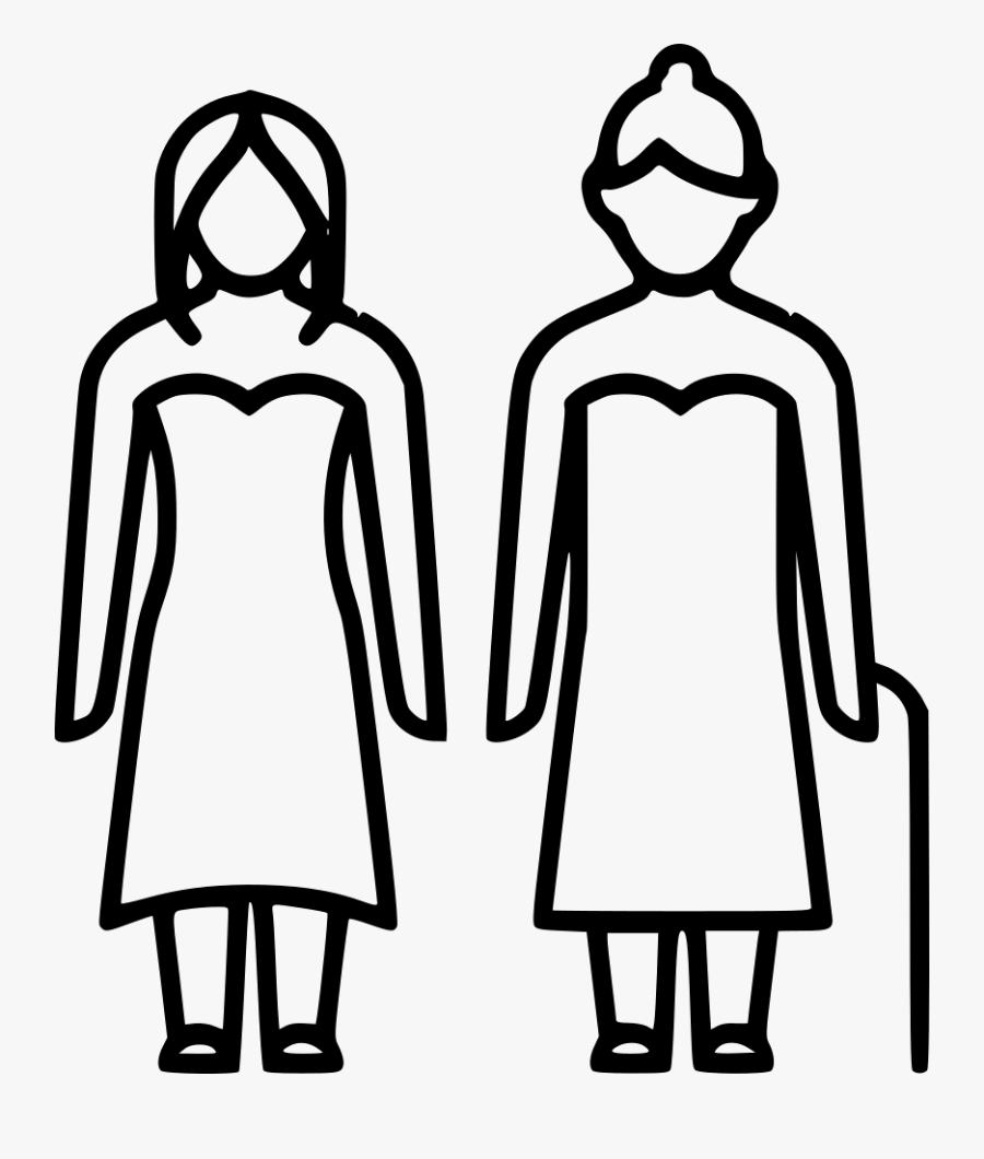 Grandmother Clipart Daughter - Easy Grandmother And Granddaughter Drawing, Transparent Clipart