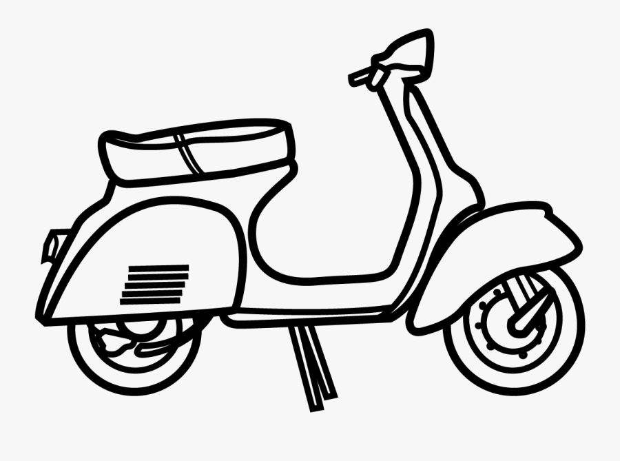 Vespa Clipart Black And White , Transparent Cartoons - Scooter Black And White, Transparent Clipart