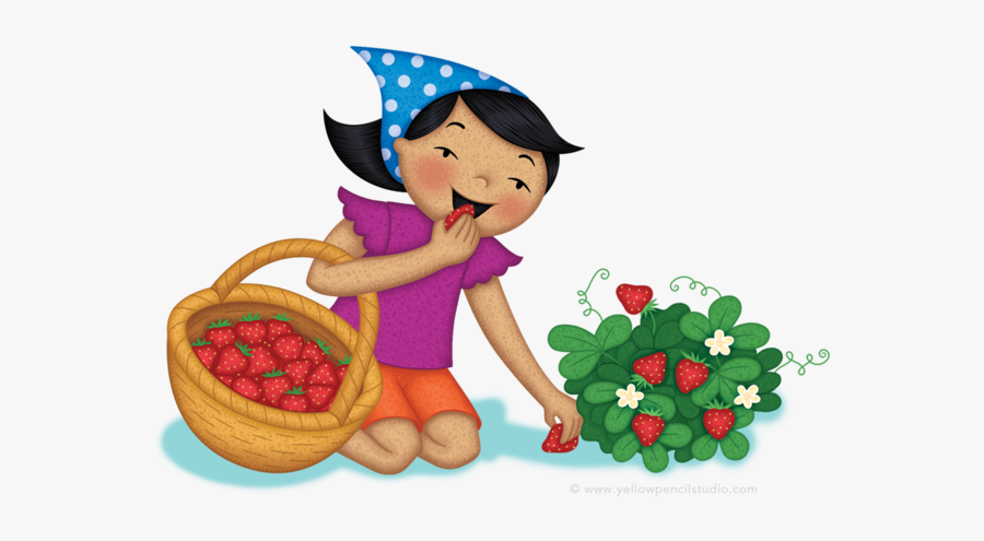 Strawberry Picking Clip Art, Transparent Clipart