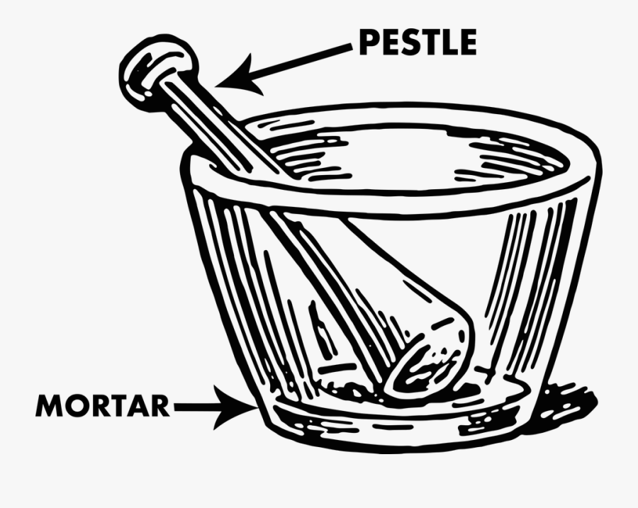 Drawing Mortar Pestle Free - Mortar And Pestle Labelled Diagram, Transparent Clipart