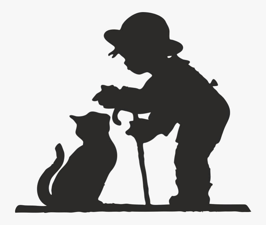Cat Dog Silhouette Clip Art - Ombre Petit Garcon, Transparent Clipart