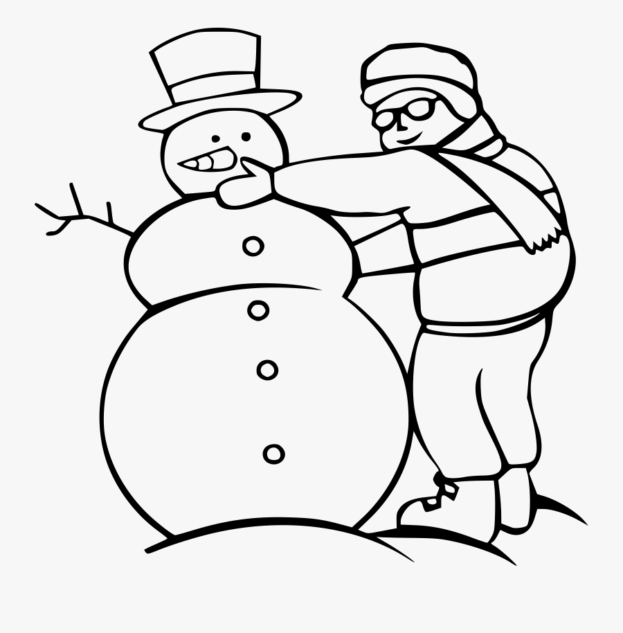 Snowman Clipart Black And White - Drawing Of Making Snowman is a free tra.....