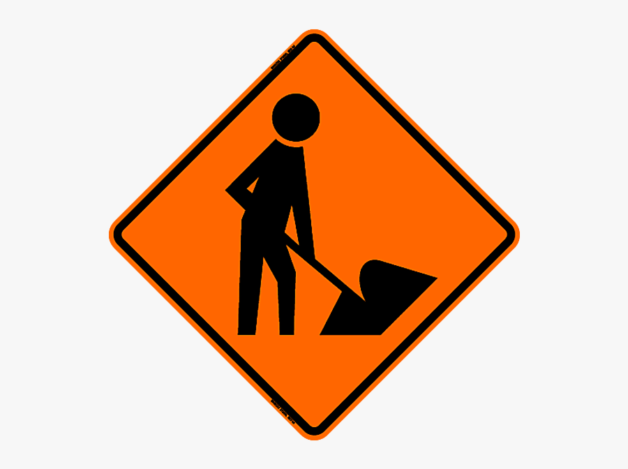 Workers Symbol Safety Roadside Roll-up Sign With Frames - Workers Ahead Road Sign, Transparent Clipart