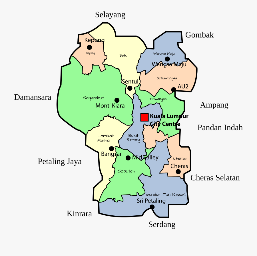Constituency - Clipart - Kuala Lumpur State Map, Transparent Clipart