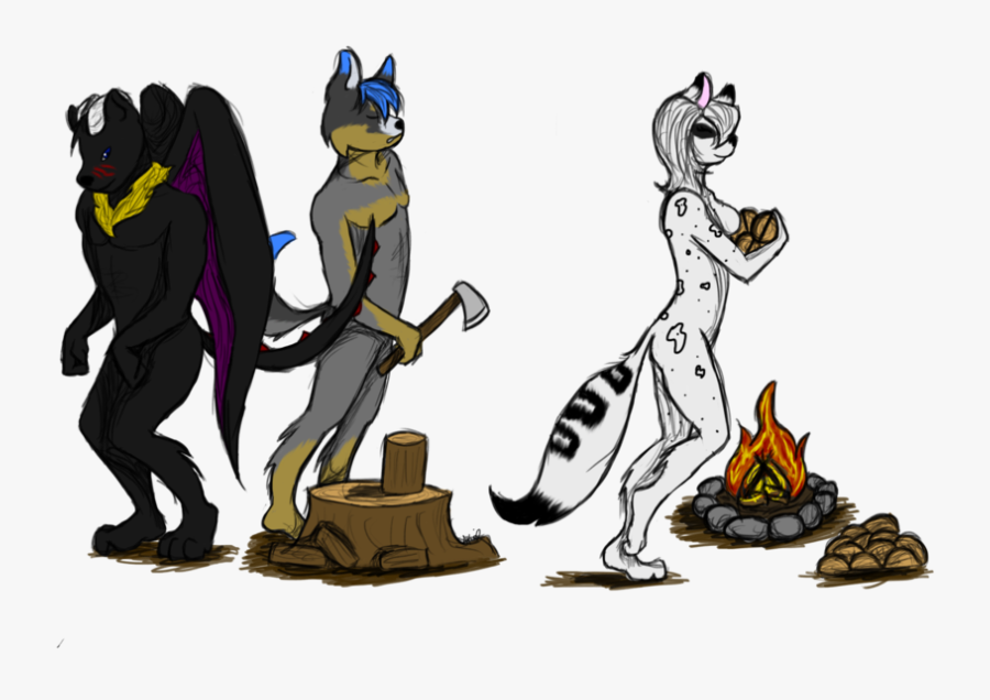 Preping The Bonfire With Wood - Cartoon, Transparent Clipart