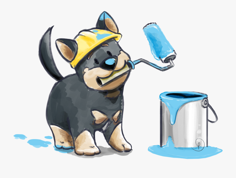 Hard Hat Puppy, Ready To Help Paint - Cartoon, Transparent Clipart