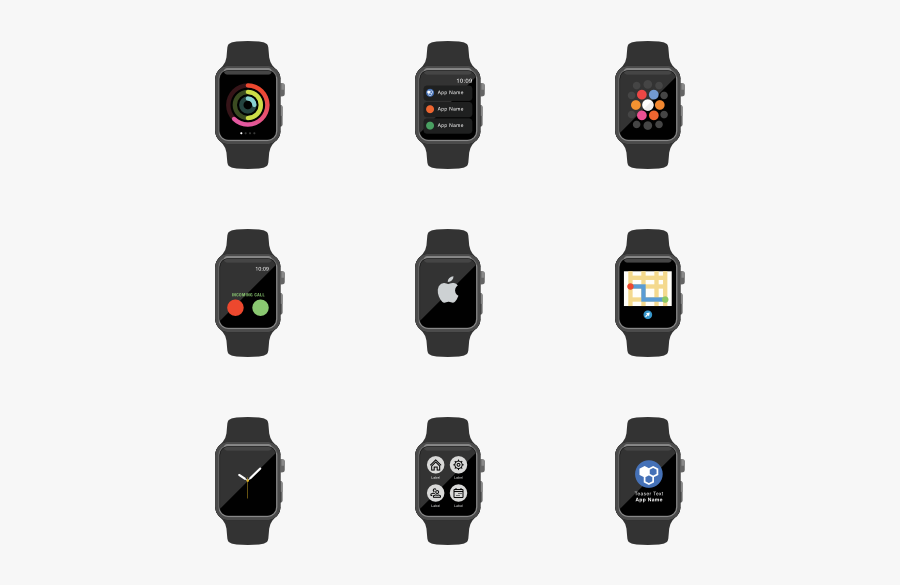 Smartwatch Icons Free Vector - Icon On Smartwatch, Transparent Clipart