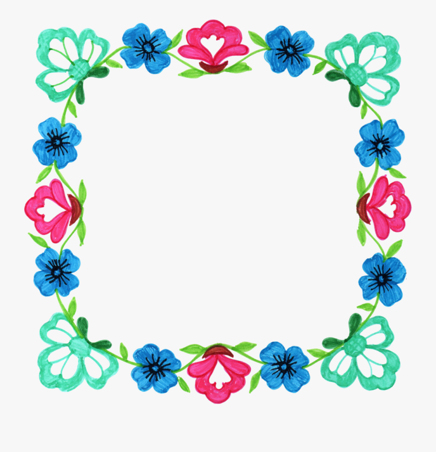 Flower Picture Frames Floral Design Square Clip Art - Frame Flower Png Square, Transparent Clipart