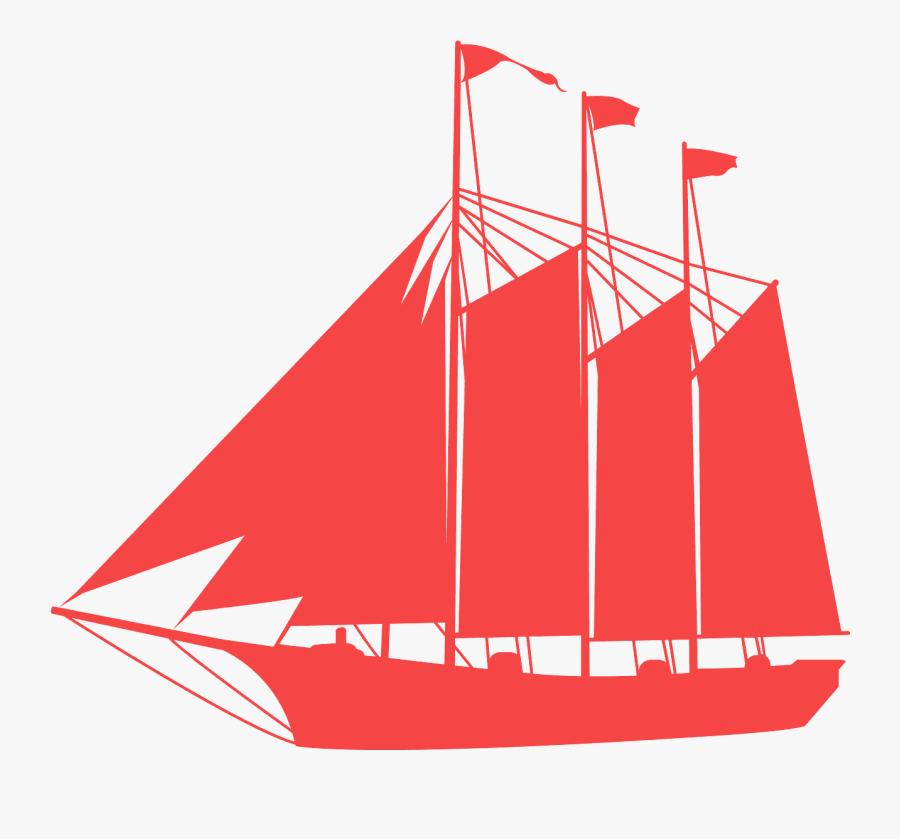 Red Ship Silhouette, Transparent Clipart
