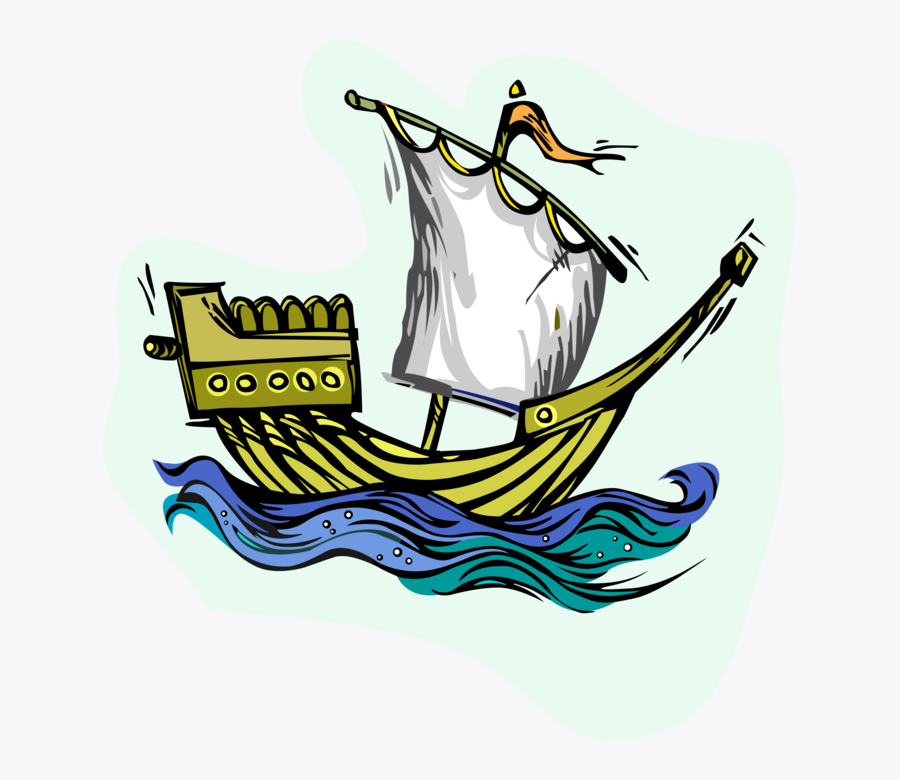 Vector Illustration Of 15th Century Sailboat Sailing, Transparent Clipart