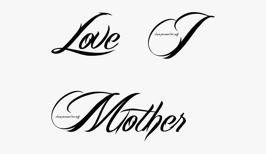 Love I Mother Tattoo In Billy Angel Font - Heart Love Tattoo Png, Transparent Clipart