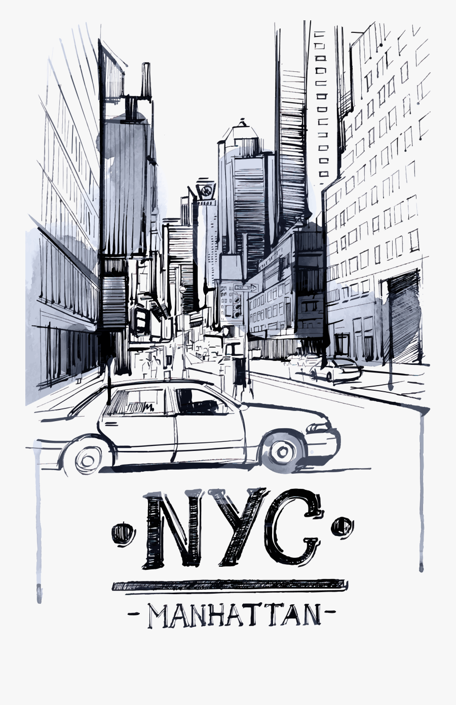Landscape Drawing City - New York Painting Simple, Transparent Clipart