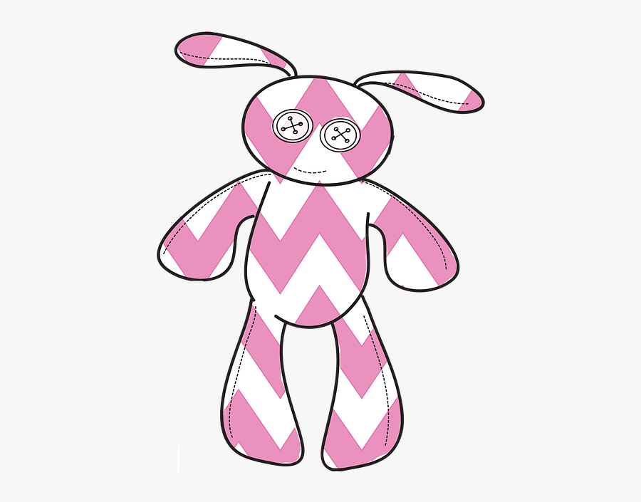 Pink, White, Button Eyes, Bunny, Stuffed Animal, Easter - Stuffed Animals With Button Eyes Drawing, Transparent Clipart