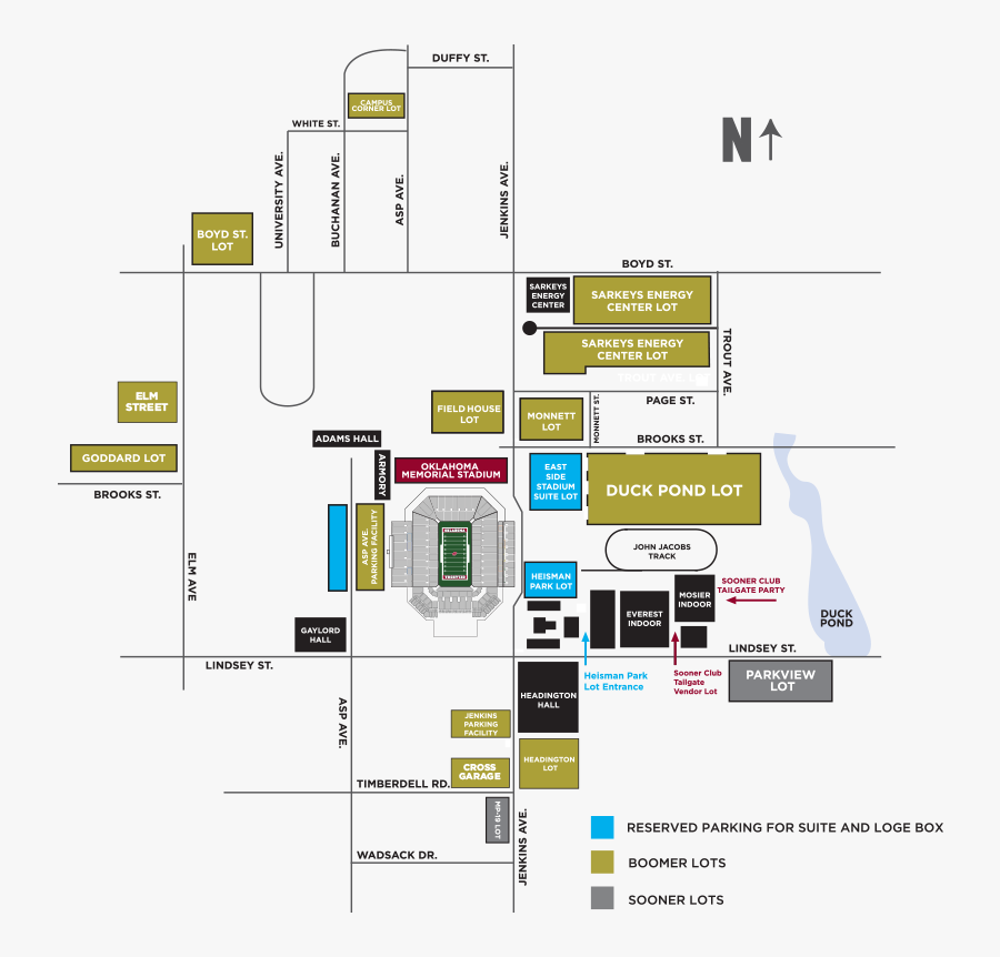 Fb Parking Map - Oklahoma Memorial Stadium Parking Map, Transparent Clipart