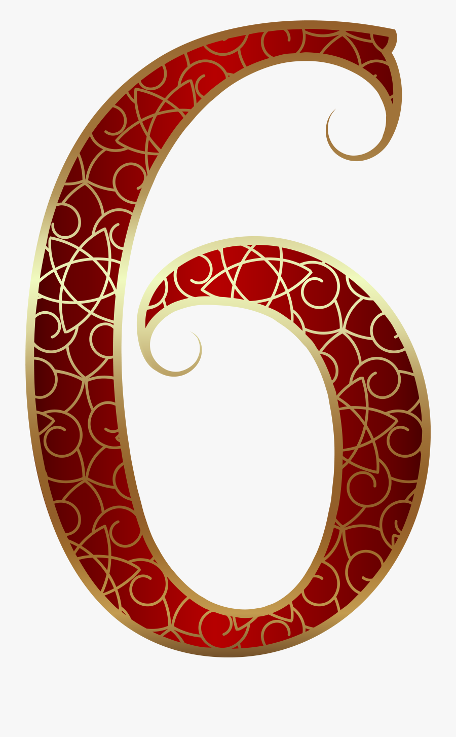 Transparent Egg Clipart Images - Red And Gold Number 6, Transparent Clipart