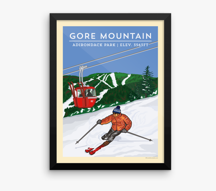 Skis Drawing Vintage Ski - Gore Mountain Poster, Transparent Clipart