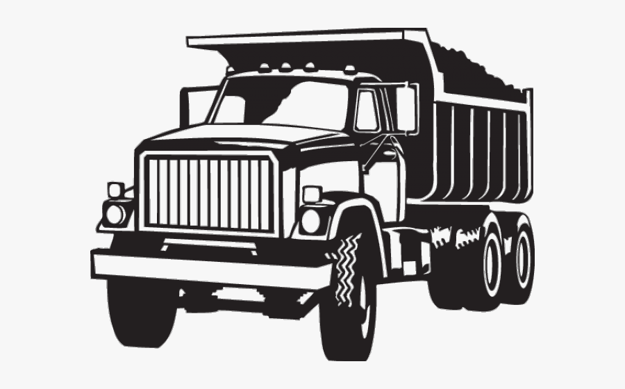 Paving Truck Cliparts - Black And White Dump Truck Clip Art, Transparent Clipart