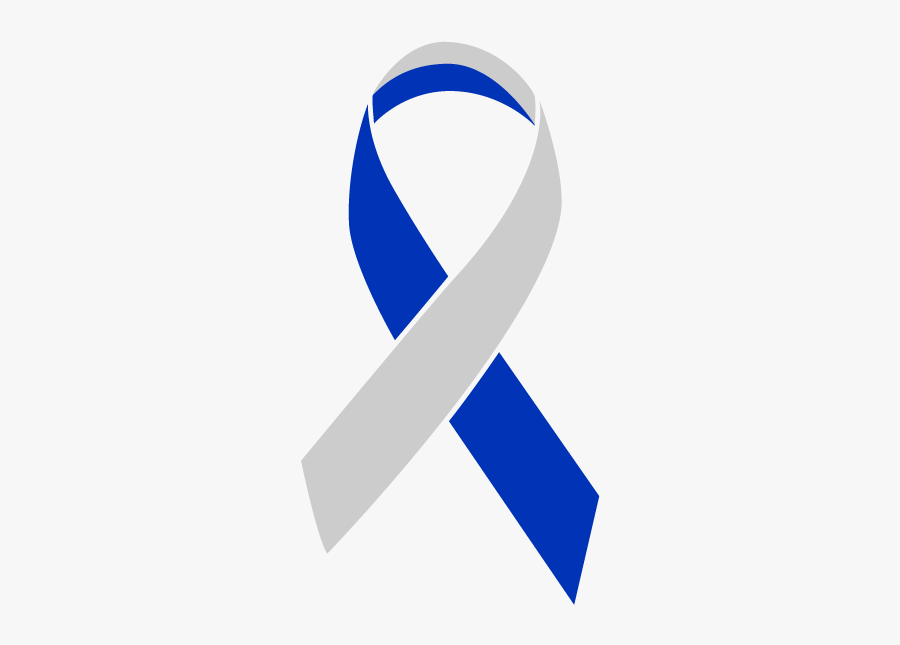 Blue And Silver Colored Living With Cancer Ribbon - Cancer Ribbon Blue, Transparent Clipart