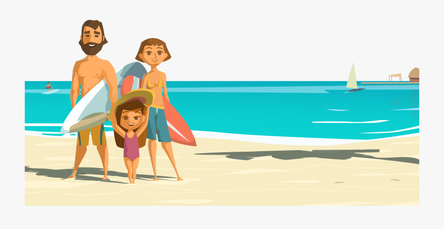 People At The Seaside Drawing, Transparent Clipart