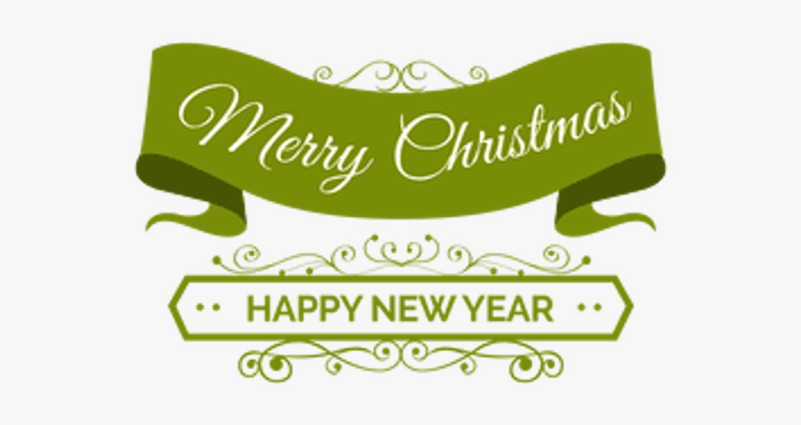 Merry Christmas And Happy New Year Banner - Merry Christmas Ribbon Green, Transparent Clipart