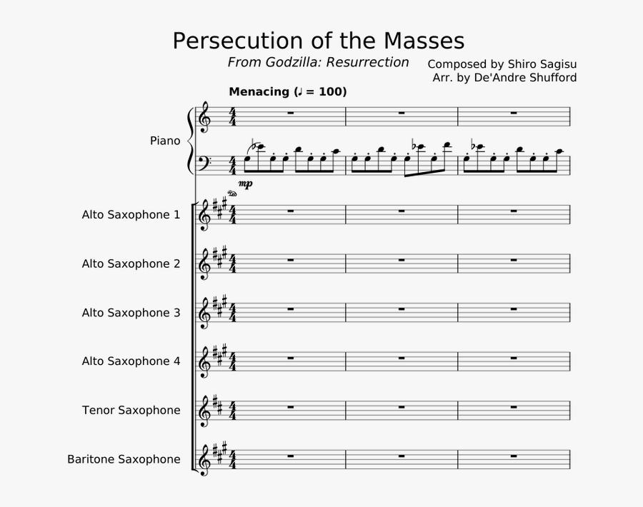 Persecution Of The Masses Sheet Music For Piano, Alto - Sheet Music, Transparent Clipart