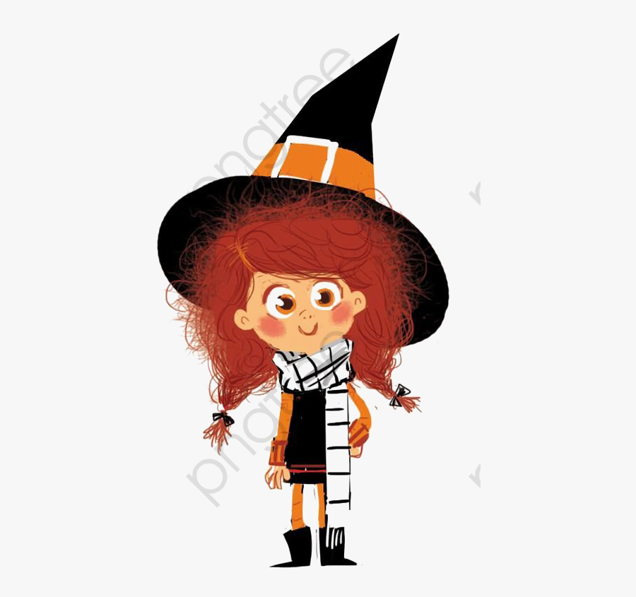 Little Girl Png Transparent - Witchs Hat Character Design, Transparent Clipart