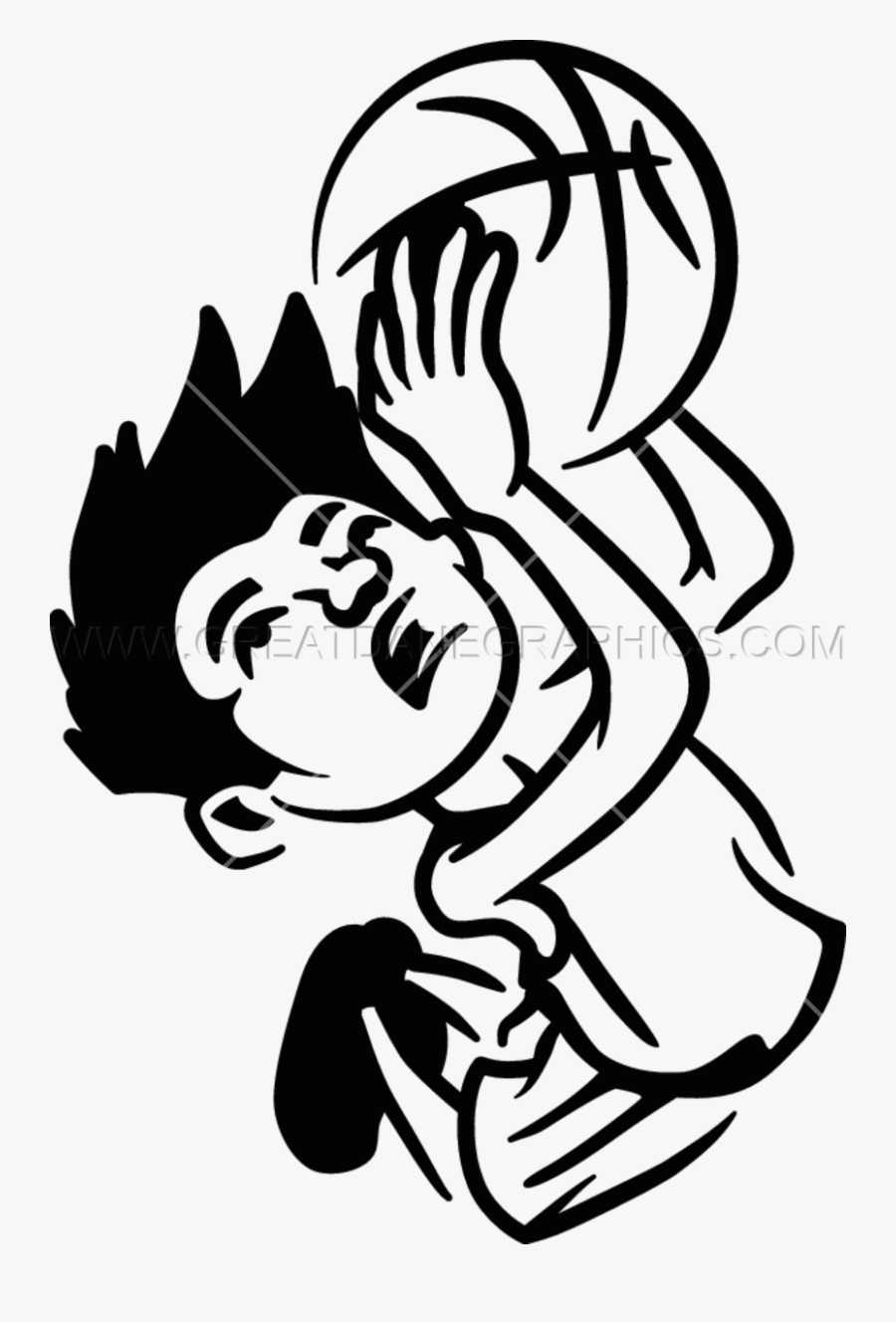 Kid Basketball Dunk - Hand With Basketball Clipart Black And White, Transparent Clipart