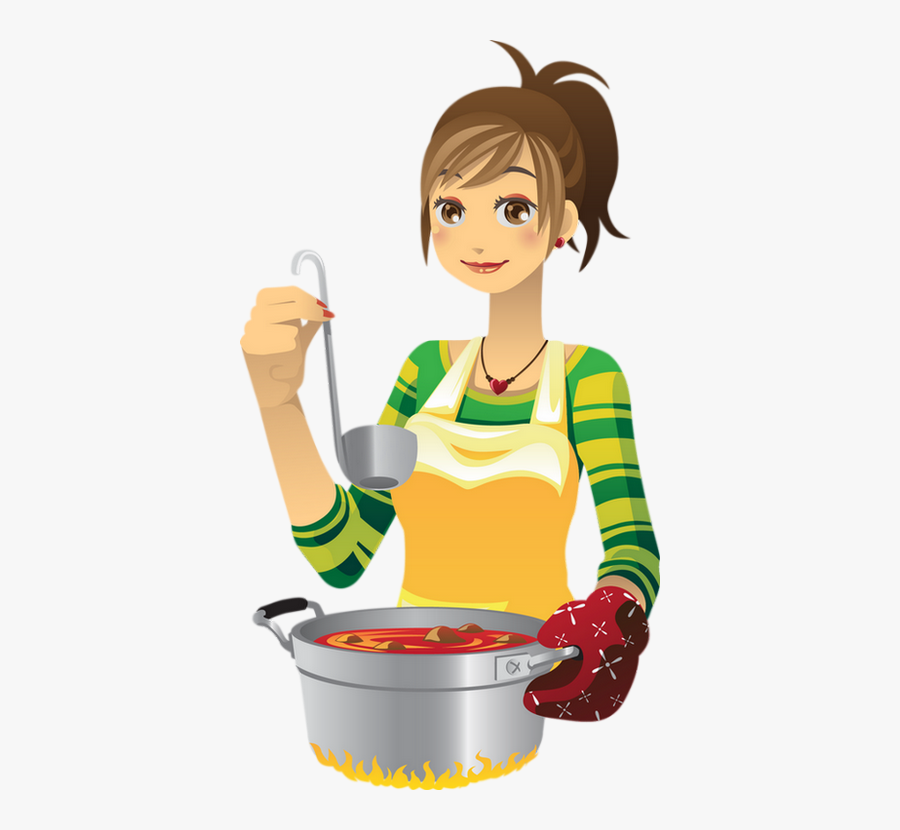Transparent Girl Cooking Clipart - Cartoon Cooking, Transparent Clipart