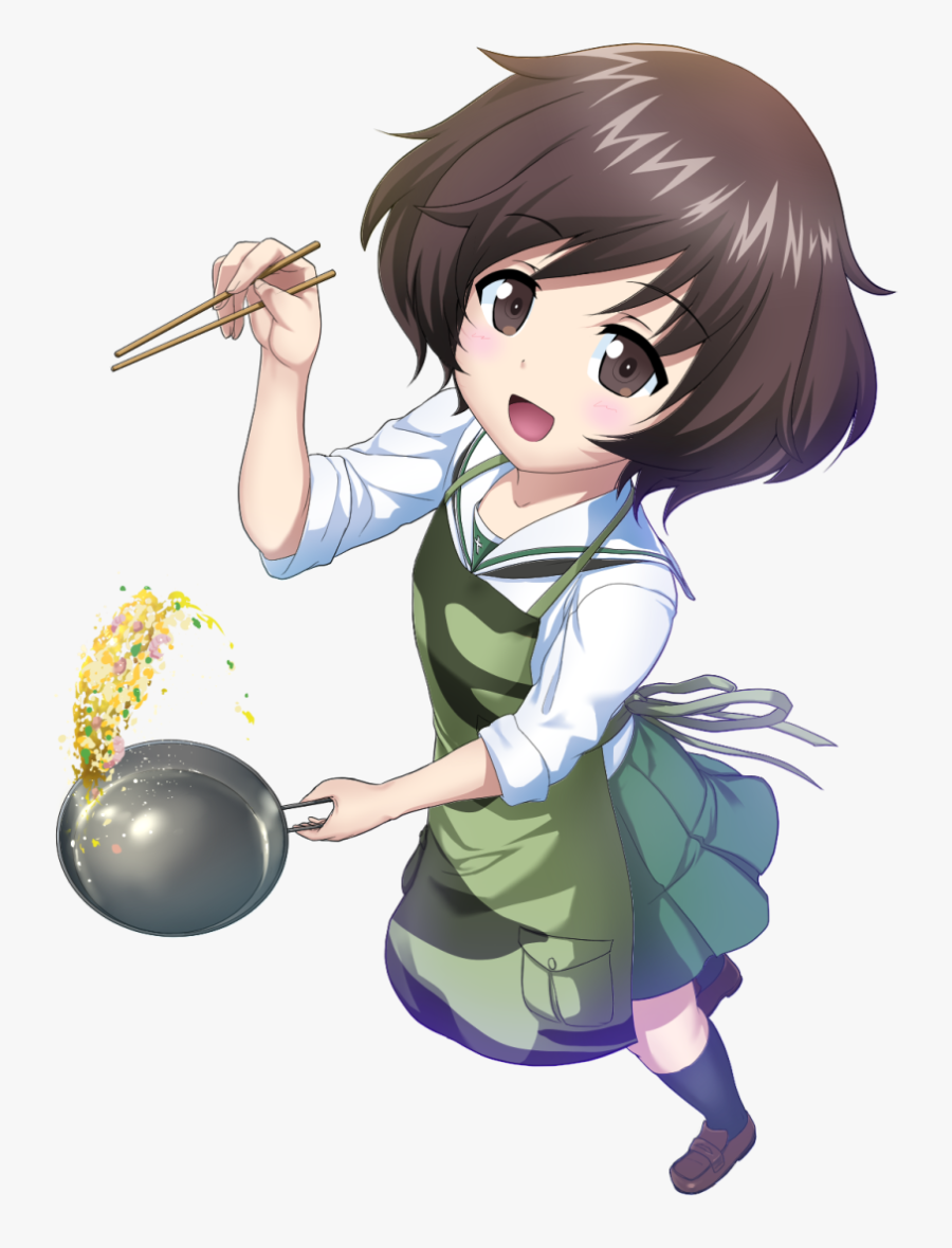 #anime #girl #cooking #chopsticks #food #freetoedit - Yukari Girls Und Panzer Eating, Transparent Clipart