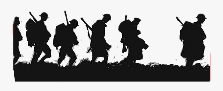 Transparent Group Of Soldiers Clipart - World War 1 Soldier Silhouette, Transparent Clipart