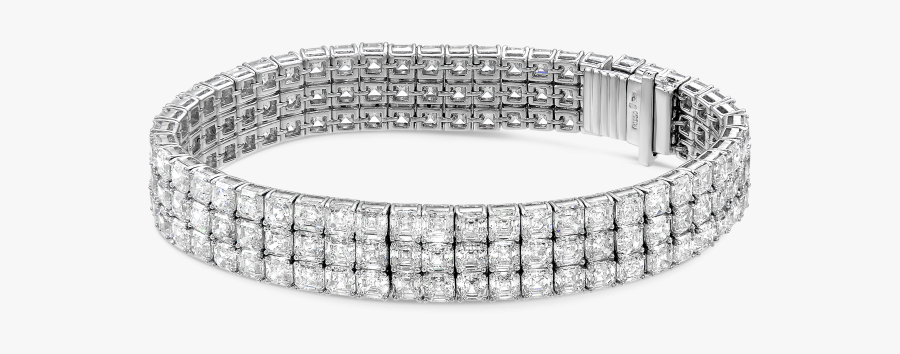 Row Asscher Cut Transparent Background - 3 Row Diamond Bracelet, Transparent Clipart