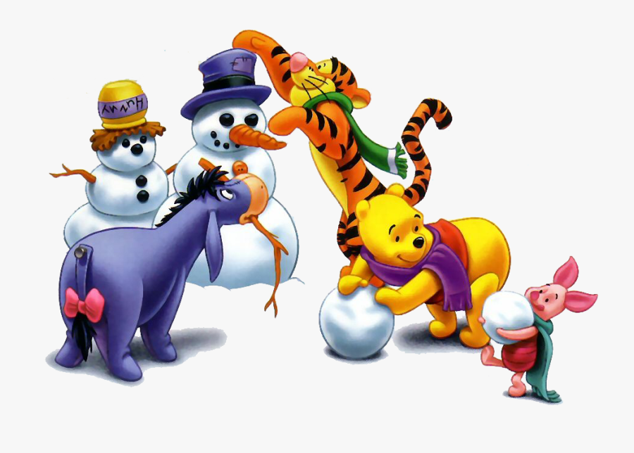 Group Snow Fun Clipart - Classic Winnie The Pooh Christmas, Transparent Clipart