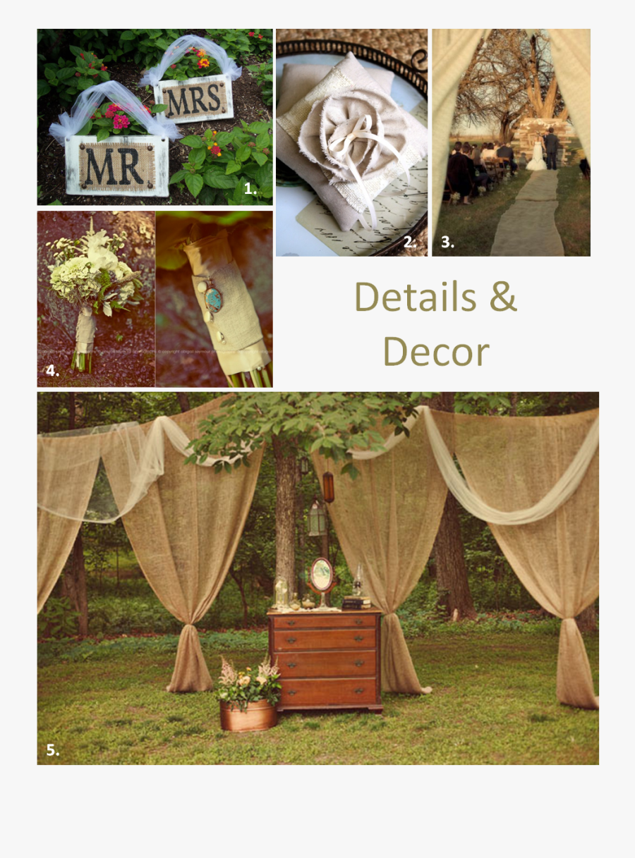 Burlap And Lace Wedding - Burlap Outdoor Curtains, Transparent Clipart