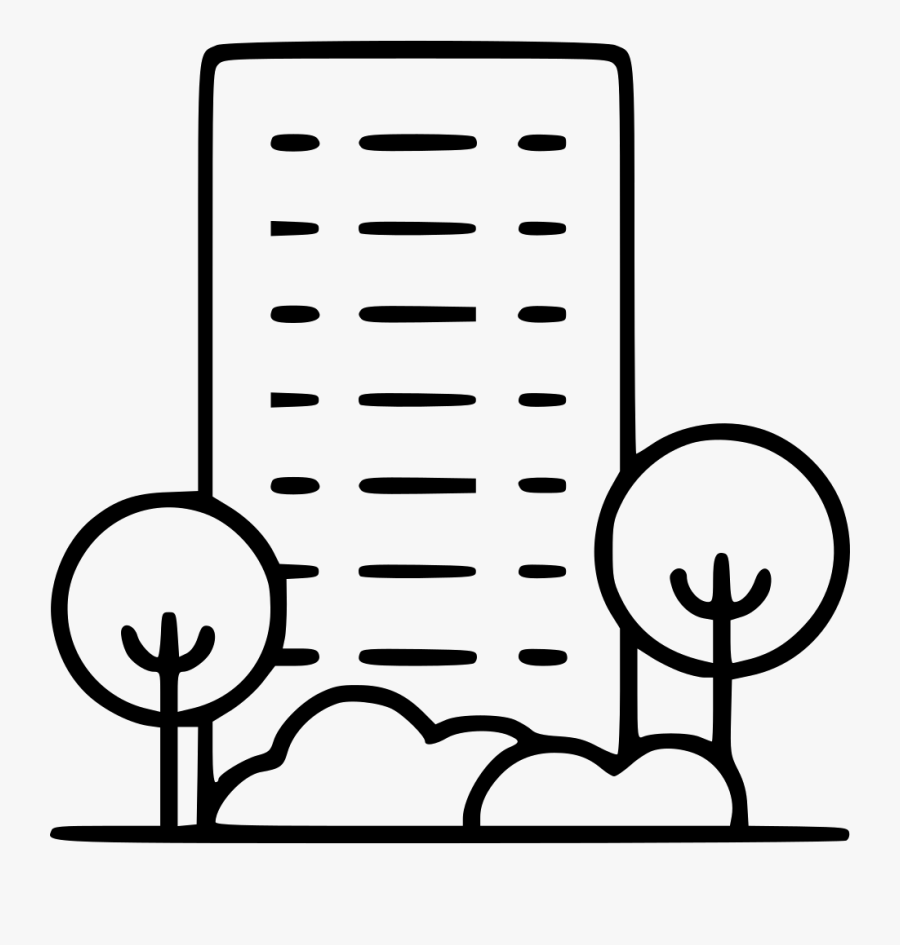 Building With Trees Icon, Transparent Clipart
