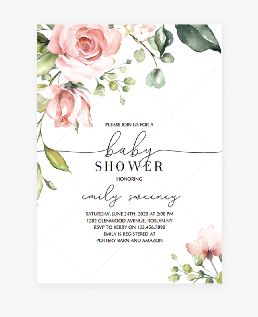 Flower Baby Shower Invitations Templates, Transparent Clipart
