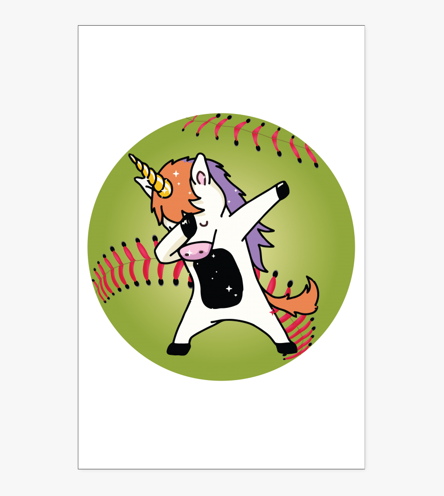 Unicorn Dab Softball- Dabbing Unicorn Kids Poster - Cartoon, Transparent Clipart