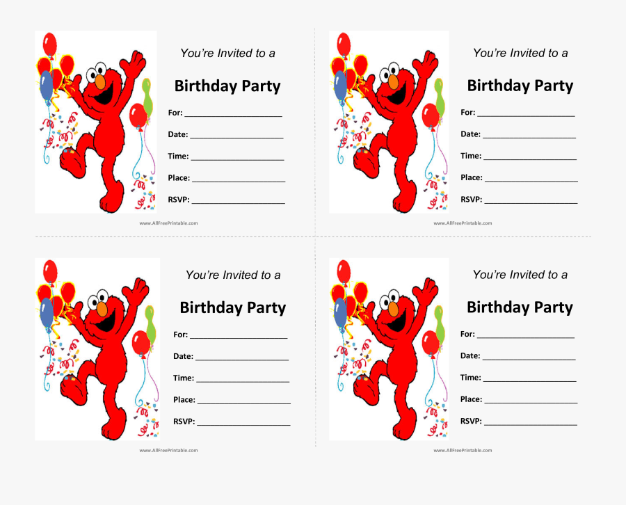 Elmo Birthday Png - Elmo Party Invitations Free Printable, Transparent Clipart