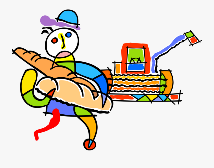 Vector Illustration Of Farmer With Bread Baked From - Cartoon, Transparent Clipart