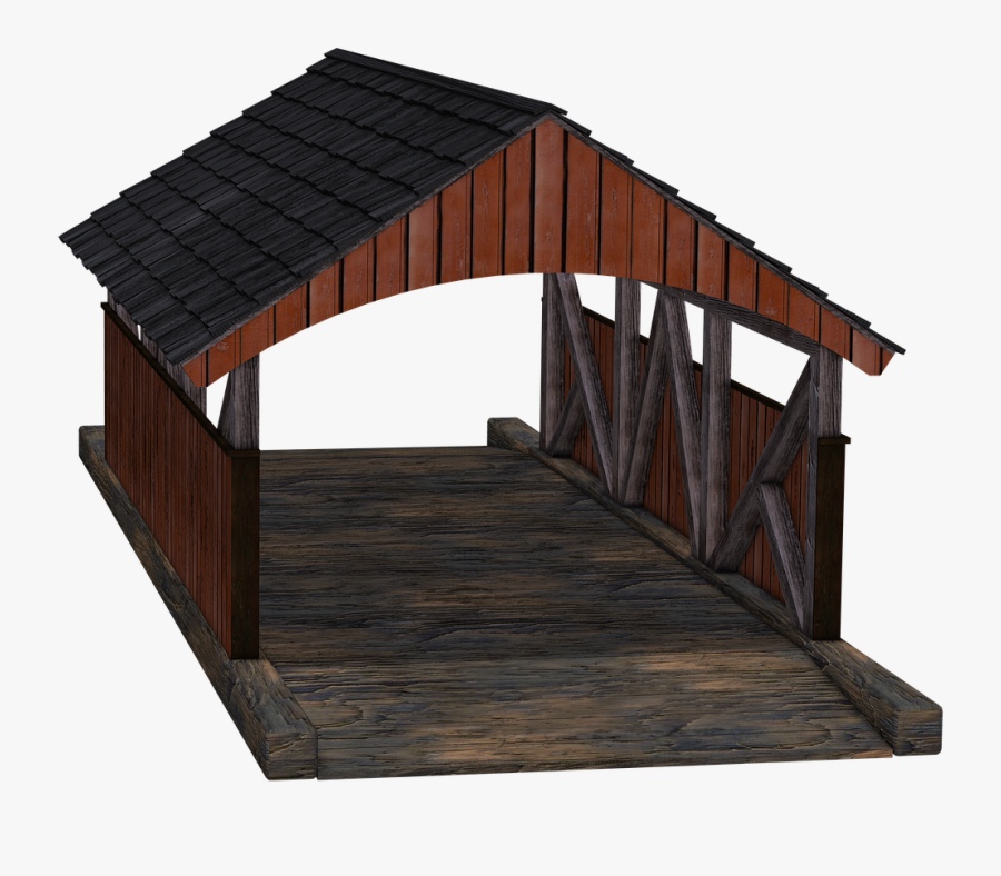 Bridge Wooden Bridge Passage Png Image - Wooden Bridge With Roof, Transparent Clipart