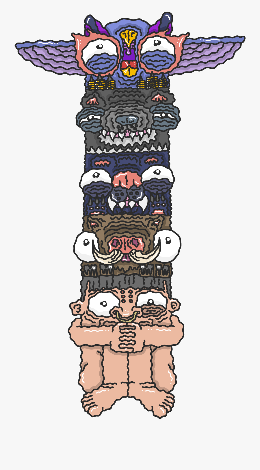 Transparent Totem Pole Png - Cartoon, Transparent Clipart