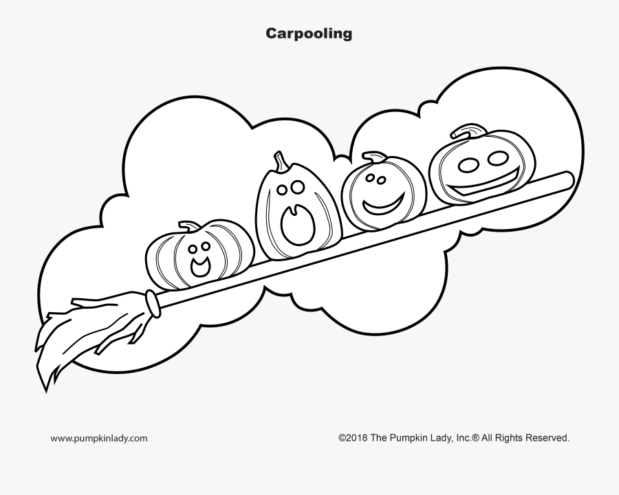 Carpooling Halloween Coloring Page By The Pumpkin Lady - Cartoon, Transparent Clipart