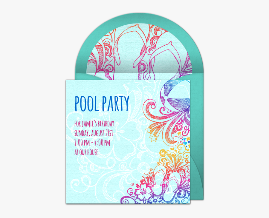 Pool Party Invitation Png - Floral Design, Transparent Clipart