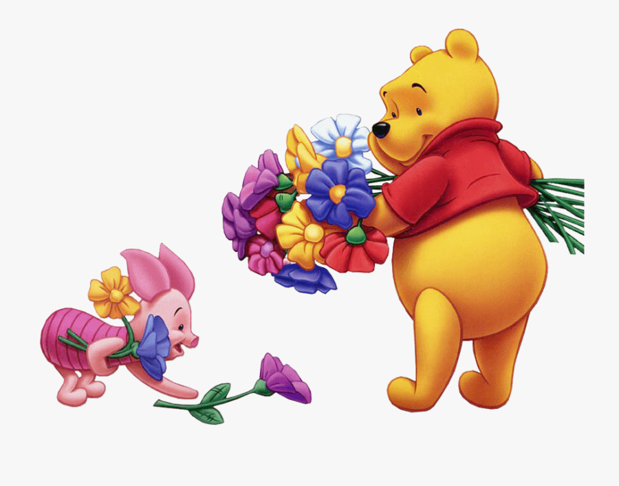 Disney Flowers Clipart - Winnie The Pooh With Flowers, Transparent Clipart