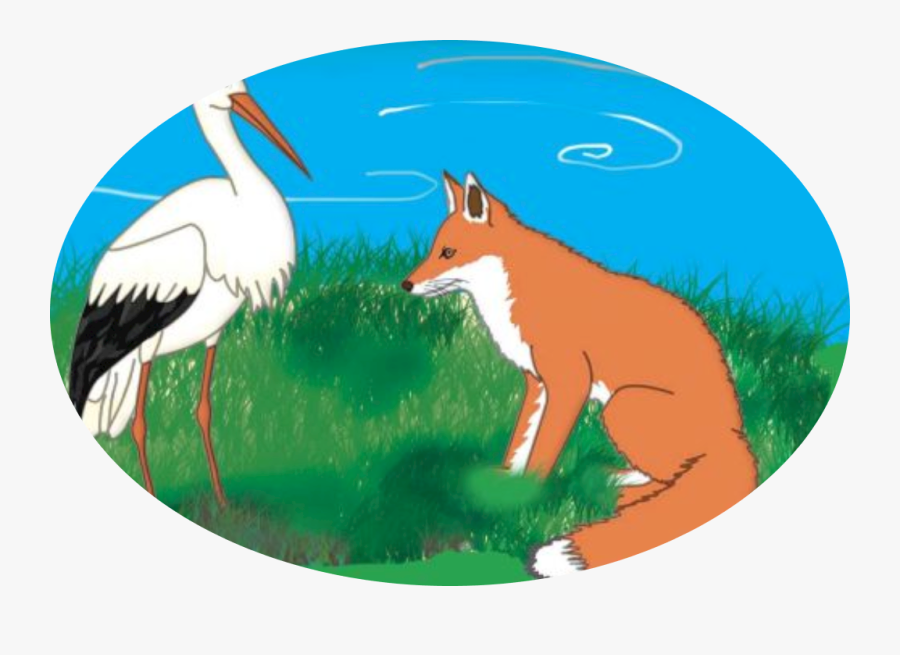 Stork Clipart Fox And Stork - Cunning Fox And The Clever Stork, Transparent Clipart