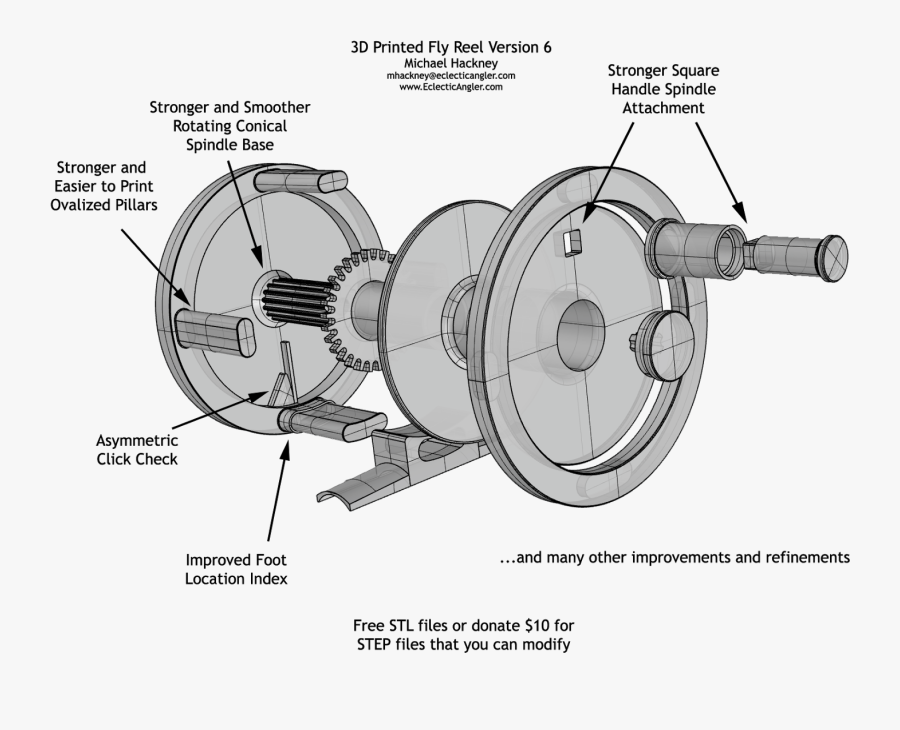 Trout Drawing Brake - 3d Printed Fly Reel, Transparent Clipart