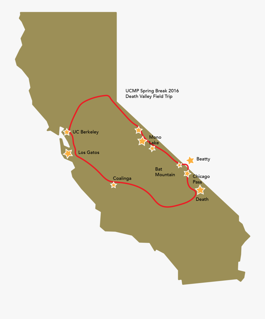 Clip Art Physical Map Of California - Death Valley On Map Of California, Transparent Clipart