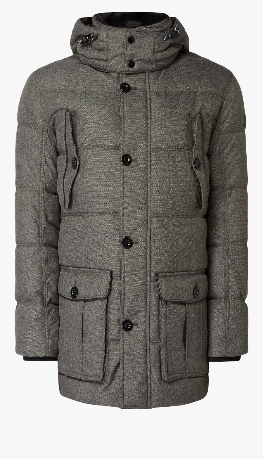 Mit Tailor Abnehmbarer Kapuze Wattiert Mittelgrau Parka - Overcoat, Transparent Clipart