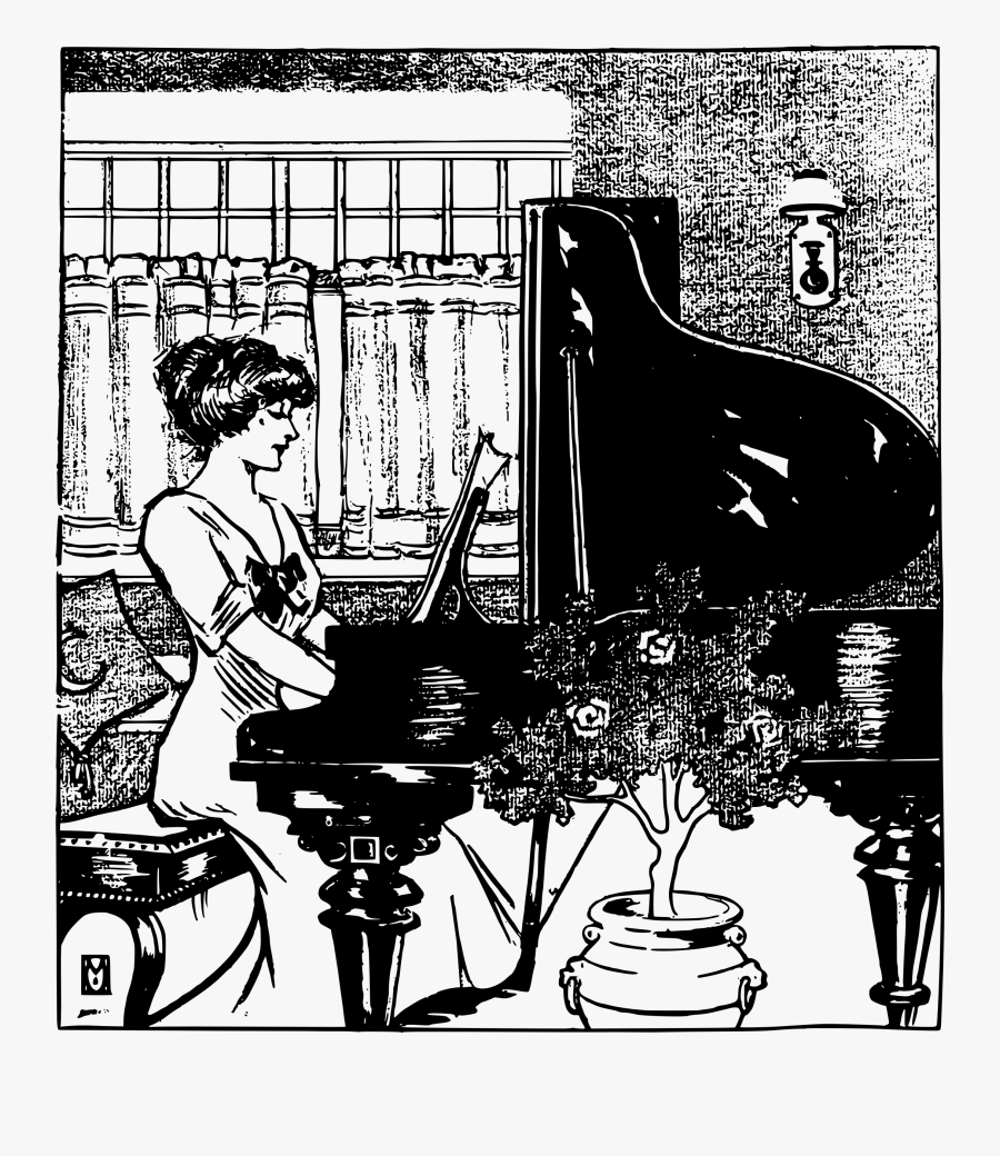 Piano Clipart Woman - Cartoon, Transparent Clipart