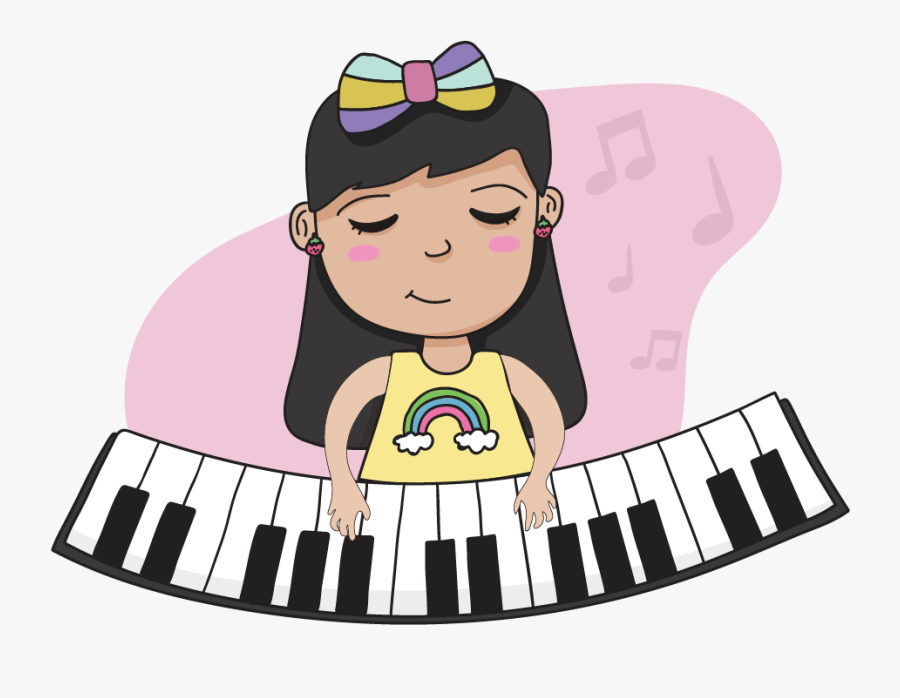 Girl Playing The Piano - Cartoon, Transparent Clipart