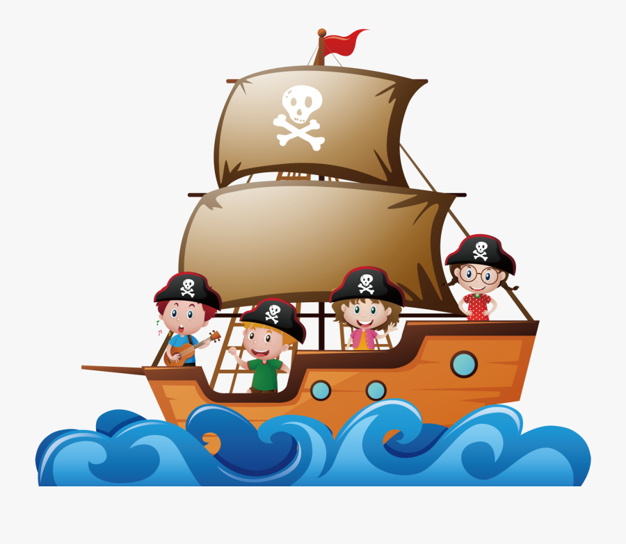 Pirate Ship Clipart Illustration - Pirate Border Clipart, Transparent Clipart